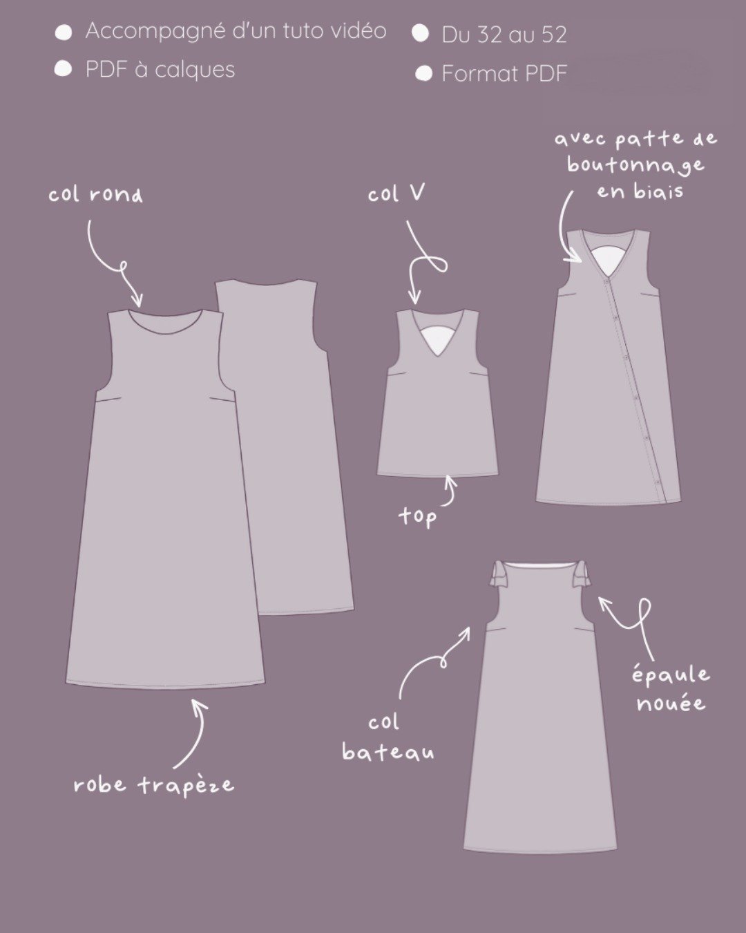 Patron couture PDF - Robe Chasuble - Top - Néris – femme (A4, A0, VP) – Image 9