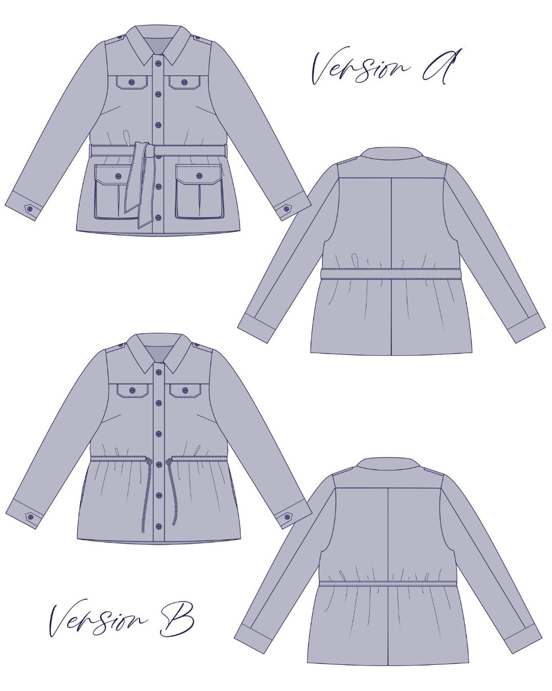 Patron couture PDF - Veste saharienne - BELLONIE - femme (A4 compatible US Letter, A0) – Image 11