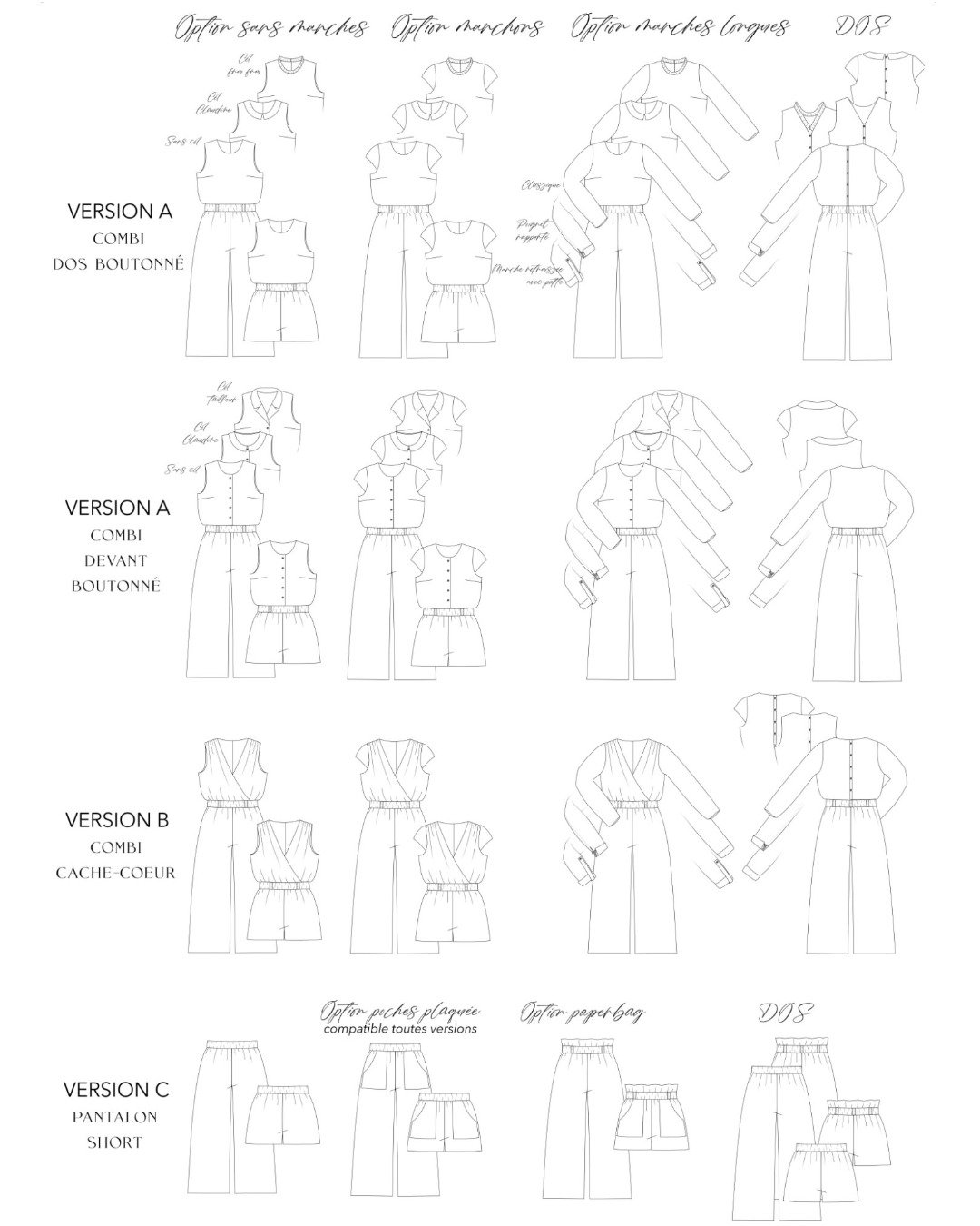 Patron pantalon large PDF - combinaison multi-optionnelle, pantalon/short - MILLENIUM - femme (A4, compatible US Letter) – Image 20
