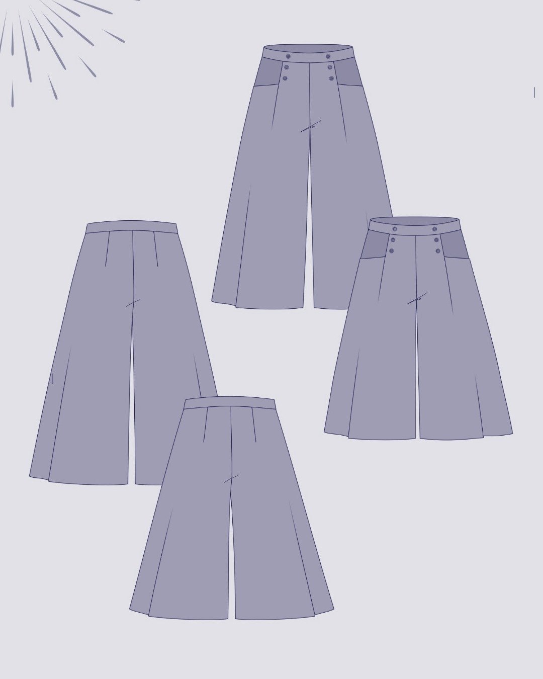 Patron pantalon large fluide PDF - jupe culotte - OLESON - femme (A4 compatible US Letter, A0) – Image 11