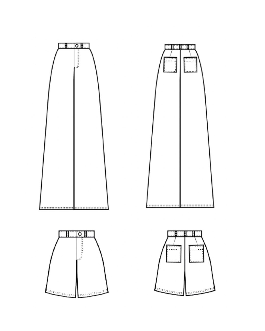 Patron pantalon large PDF - pantalon ou short esprit Flare - Brigitte - femme (A4, A0) – Image 6